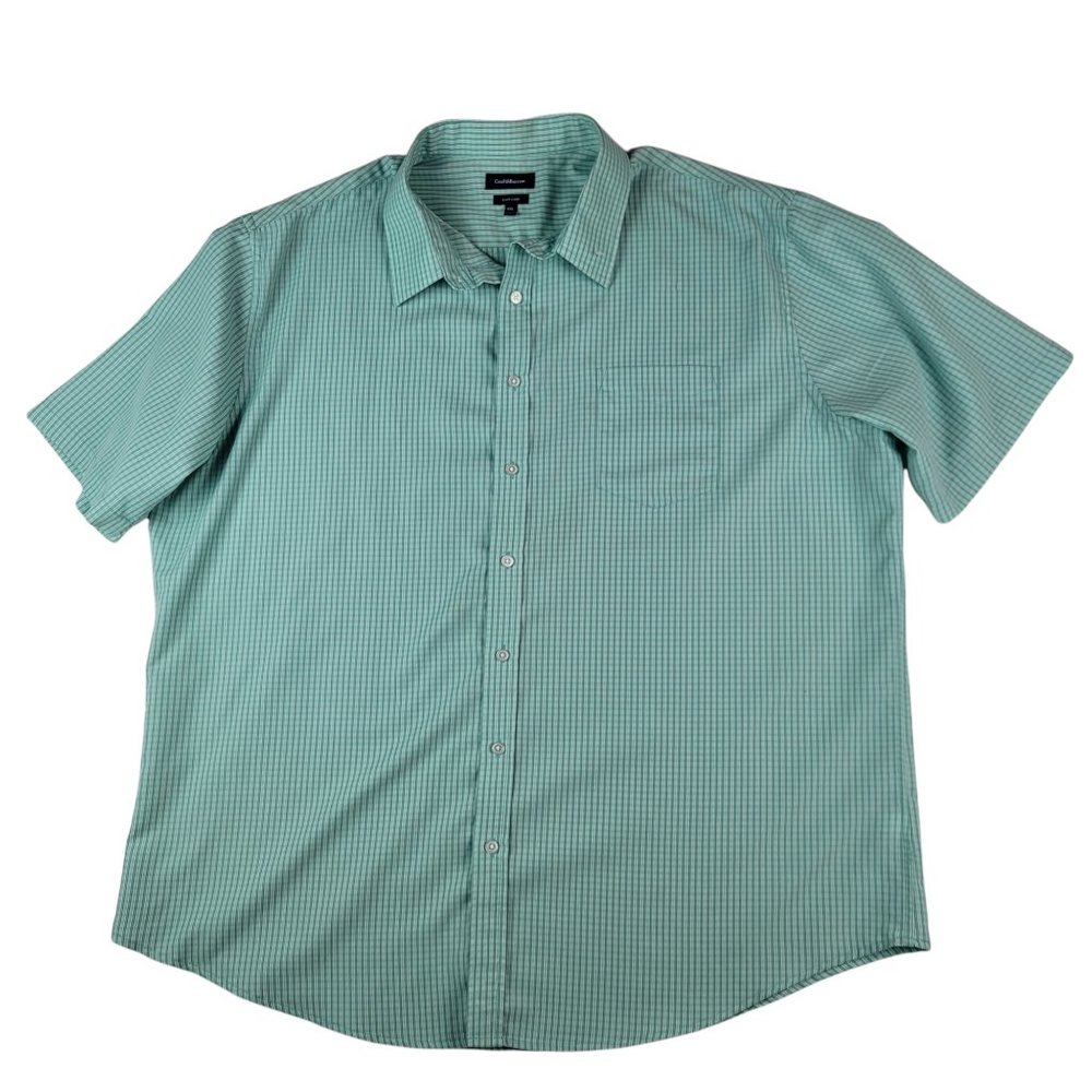 Croft & Barrow Men's Dress-Casual Shirt Sz XXL Long Sleeve Easy Care Green Plaid